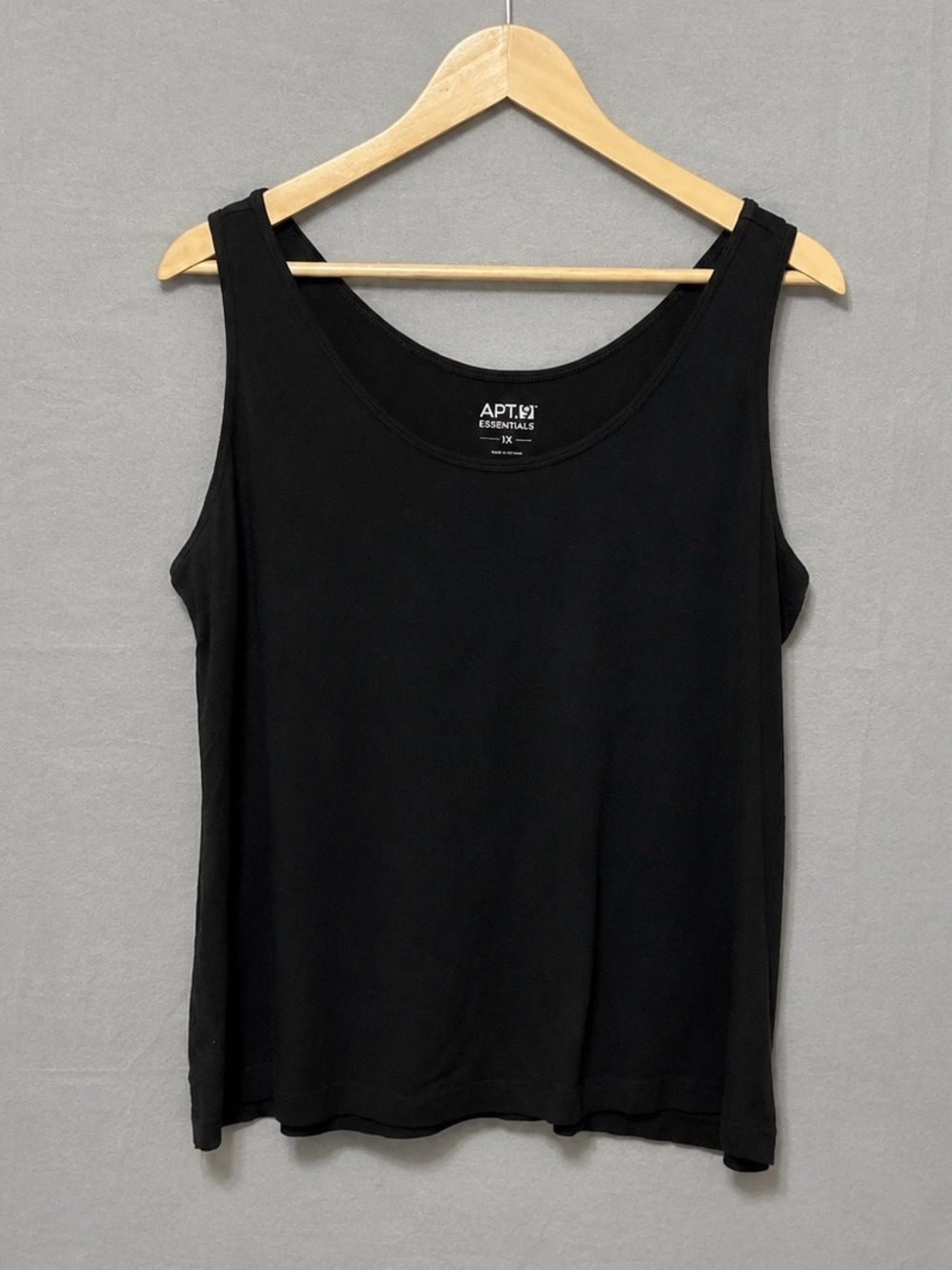 Apt. 9 Essentials Women’s Solid Black Scoop Neck Basic Tank Top Plus Size 1X